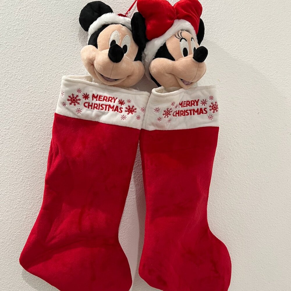 Mickey & Minnie Plush Christmas Stockings- set of 2
